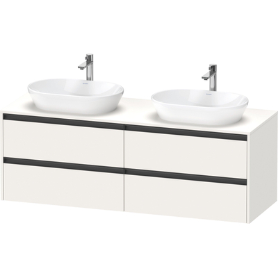 Duravit ketho meuble sous 2 lavabos avec plaque console et 4 tiroirs pour double lavabo 160x55x56.8cm avec poignées blanc anthracite super mat
