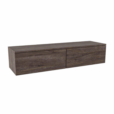 MONDIAZ ALAN MODULE Wastafelonderkast - 140x45x30cm - 2 lades - push to open - Melamine - Dark brown mat