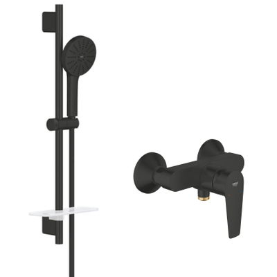 Grohe Start Edge Doucheset - douchemengkraan - Vitalio Joy Glijstang - 60 cm - ronde handdouche - 3 straalsoorten - matte black (mat zwart)