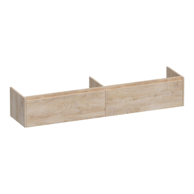 BRAUER Embrace meuble sous-lavabo - 198x35x45.5cm - 2 tiroirs à fermeture douce - sans poignées - 2 découpes pour siphon - Forest Wheat
