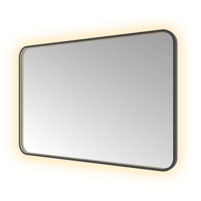 Hotbath &MORE Spiegel - 120x80cm - direct en indirect LED - color changing - spiegelverwarming - met afstandsbediening - PVD - geborsteld zwart