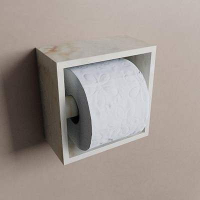 Mondiaz EASY Porte-rouleau de papier toilette - CUBE 160 - 16x8.6x16cm - solid surface - Frappe