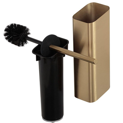 Geesa Shift Brosse de toilettes avec support Or brossé (couvercle et brosse noirs)