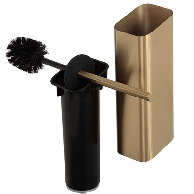 Geesa Shift brosse WC avec support 10.6x51.9x11.3cm (brosse et couvercle noir) Doré brossé