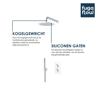 FugaFlow Orada ensemble de douche à effet pluie encastré avec thermostat barre de douche douche à main chrome