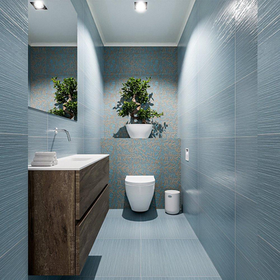 MONDIAZ ADA Meuble WC - 100x30x50cm - 0 trous de robinet - 2 tiroirs - brun foncé mat - lavabo au milieu - Solid surface - Blanc