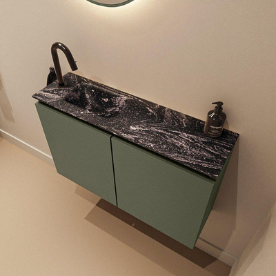 MONDIAZ TURE-DLUX 80cm toiletmeubel Army. EDEN wastafel Lava positie links. Met 1 kraangat.