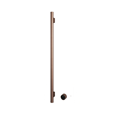 Hotbath &MORE Handdoekradiator - 19x115cm - rond - 1 stangen - verticaal - met schakelaar - PVD - geborsteld koper