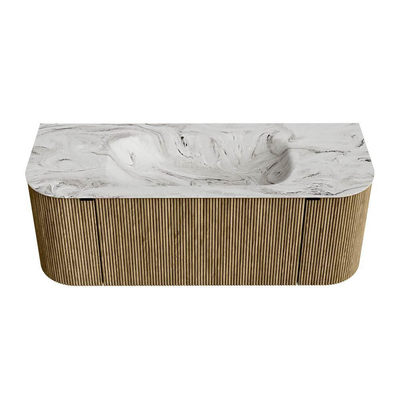 Mondiaz KURVE-DLUX Badkamermeubelset - 120x46x40cm - 1 lade - 2 deuren - wastafel solid surface - midden - zonder kraangat - Dusk