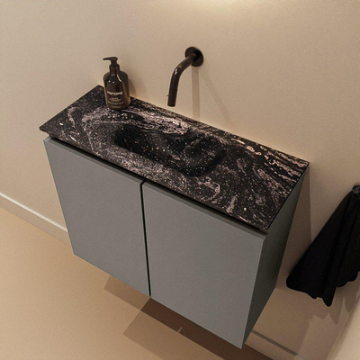 MONDIAZ TURE-DLUX 60cm toiletmeubel Smoke. EDEN wastafel Lava positie midden. Zonder kraangat.