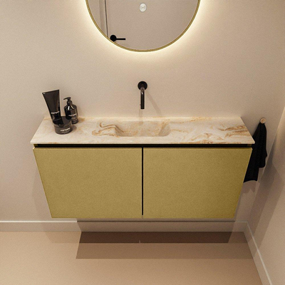 MONDIAZ TURE-DLUX Meuble de toilette 100 cm Oro. EDEN lavabo Frappe position milieu. Sans trou de robinet.