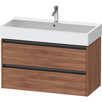 Duravit Ketho 2 meuble sous-lavabo avec 2 tiroirs 98.4x46x54.9cm avec poignées noyer anthracite mat
