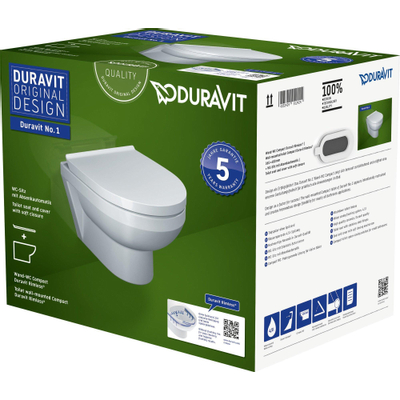 Duravit Durastyle Duravit No.1wandclosetpack - met wandcloset - diepspoel - rimless - 36.5x54cm - met softclose closetzitting - wit