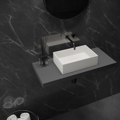 Ideavit Solidjoy Lavabo à poser - 38x24x11cm - Solid Surface - bord 6mm - blanc