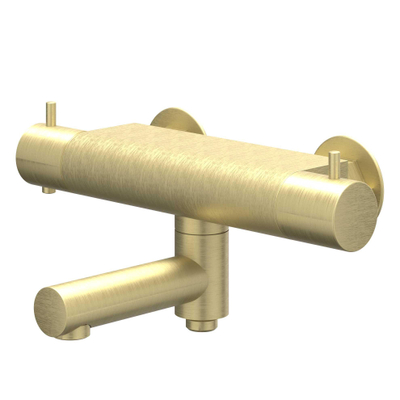 IVY Bond Mitigeur de baignoire thermostatique apparent - bec de baignoire orientable - inverseur - Cooltouch - Or mat brossé PVD