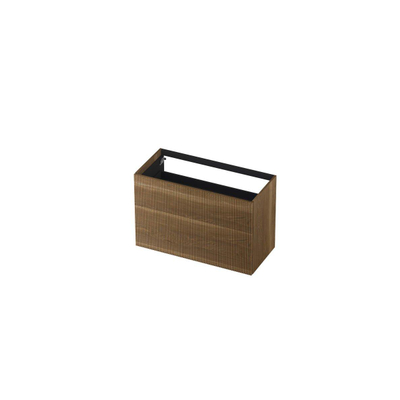 INK Wastafelonderkast - 100x45x65cm - 2 lades - push to open - verticaal gefreesd - Eiken - Aqua