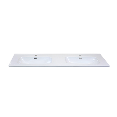 H&R Badmeubelen Cover Wastafel - 141x46.5x1.8cm - 2 kraangaten - 2 wasbakken - keramiek wit
