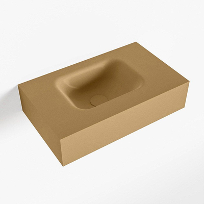 Mondiaz LEX Lavabo compact - 50x30x12cm - vasque à gauche - sans trous de robinetterie - solid surface - Oro