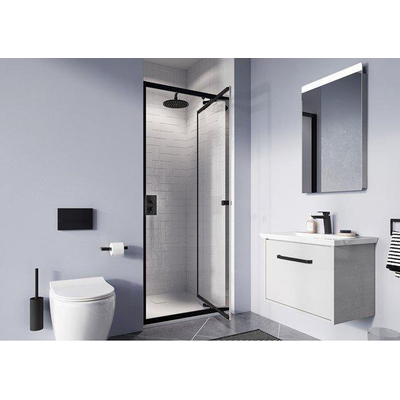 Crosswater Clear 6 porte de douche - pivotante en profil - 100x195cm - avec verre de sécurité 6mm - clair - noir mat