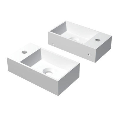 INK Contra Fontaine - 40x22x10cm - lavabo à droite - 1 trou de robinet - polystone blanc mat