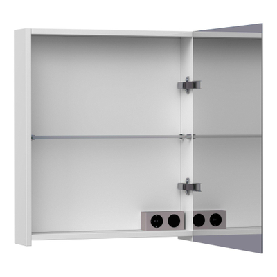 BRAUER Impress armoire de toilette – 59 x 70 x 15 cm – ouverture à droite, porte-miroir double face – Blanc mat