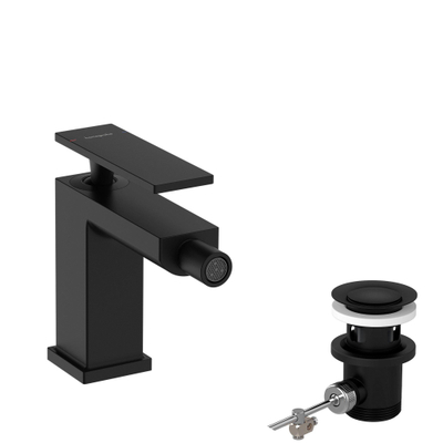 Hansgrohe Tecturis Bidetkraan - eengreeps - met trekwaste - mat zwart