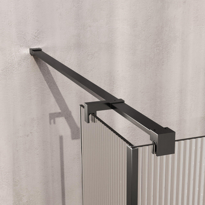 BRAUER Oblivion Inloopdouche - 90x200cm - 30cm zijwand - helder ribbel glas - glascoating - PVD - Geborsteld Gunmetal