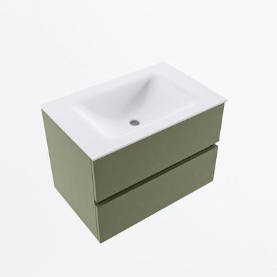 Mondiaz VICA ensemble de meuble de salle de bain - 70cm - meuble sous-vasque armée - 2 tiroirs - lavabo nuage milieu - 1 trou de robinet - version haute de 60cm - talc