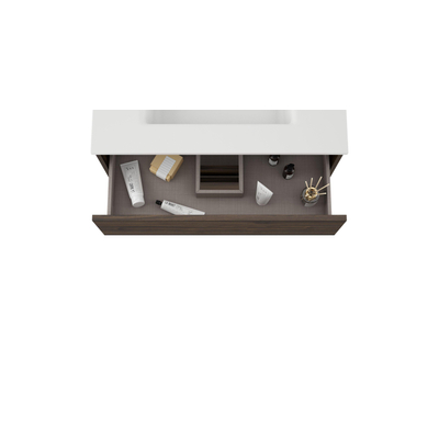 Adema Chaci Meuble sous vasque - 60x86x46cm - 3 tiroirs - poignée intégrée - MFC - Noix (bois)