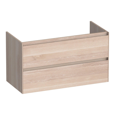 BRAUER Inspire meuble sous lavabo 100 2 tiroirs softclose - sans poignée - 1 découpe pour le siphon - chêne massif - lamelles chêne blanc