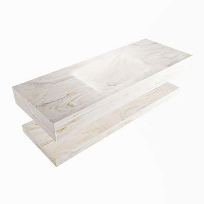 Mondiaz ALAN-DLUX Ensemble de meuble - 120cm - meuble Ostra mat - 0 tiroirs - Lavabo Cloud Ostra suspendu - vasque Centre - 1 trou de robinet