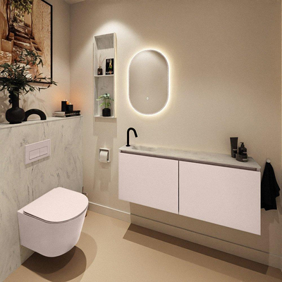 MONDIAZ TURE-DLUX 120cm toiletmeubel Rosee. EDEN wastafel Opalo positie links. Met 1 kraangat.