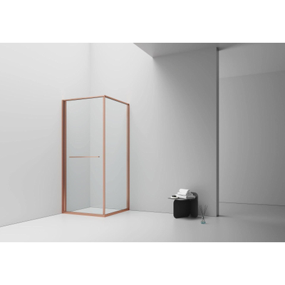 Aloni Inslide Cabine de douche - 90x90x200cm - verre de sécurité - 6mm - réversible - cuivre brossé