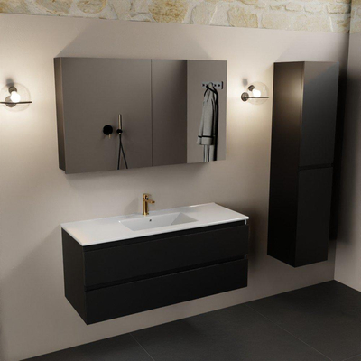 Mondiaz Aivy badmeubelset - 120x45x50cm - 1 kraangat - 1 wasbak talc Keramiek - Midden - 2 lades - Met spiegelkast - MDF Urban