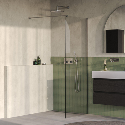 BRAUER Oblivion Douche à l'italienne - 80x200cm - revêtement verre - verre clair - Inox brossé PVD