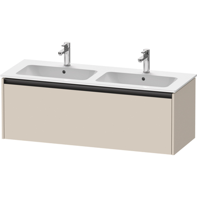 Duravit Ketho.2 Wastafelonderbouwkast - met 1 lade - voor dubbele wastafel - 128x48x44cm - met greep antraciet - taupe supermat