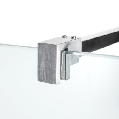 Wiesbaden Slim Douche à l’italienne avec profilé en inox et barre de stabilisation 70x200cm verre clair 8mm