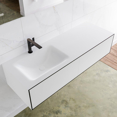 Mondiaz Lagom Meuble avec 2 tiroirs 130x30x45cm vasque Cloud gauche 1 trou de robinet Solid Surface Urban