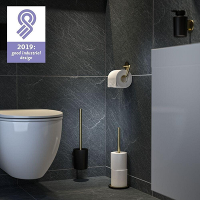 Tiger Tune Porte-rouleau de réserve autoportant Laiton brossé / Noir 12,6x35,6x12,6cm