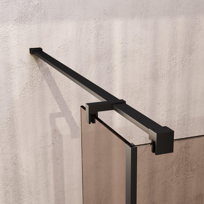 BRAUER Oblivion Douche à l'italienne - 100x200cm - paroi latérale 30 cm - revêtement verre - verre bronze - noir mat