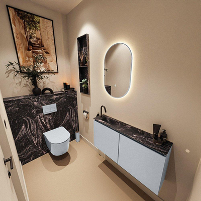 MONDIAZ TURE-DLUX 100cm toiletmeubel Clay. EDEN wastafel Lava positie links. Met 1 kraangat.