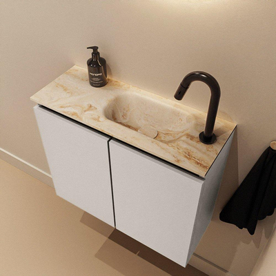 MONDIAZ TURE-DLUX Meuble WC 60 cm Linen. Lavabo EDEN Frappe position droite. Avec 1 trou de robinet.