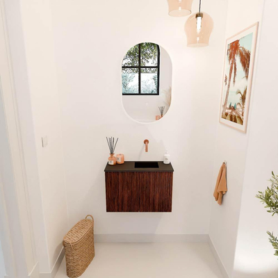 Mondiaz JOYA 60cm meuble de salle de bains - couleur Ruby - Vasque FAYE position Droite Sans trou de robinet couleur Urban.