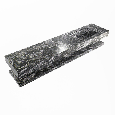 MONDIAZ ALAN - DLUX Badkamermeubelset - 200cm - planchet - Lava - vrijhangende wastafel - wasbak rechts - 1 kraangat - Lava