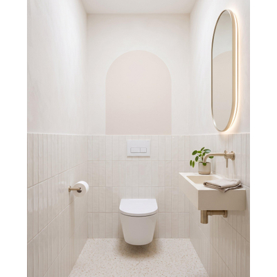 QeramiQ Luma Douche WC Set - Geberit UP320 inbouwreservoir - met Burda frame - fohn - ladydouche - glans witte kunststof bedieningsplaat - rechthoekige knoppen - glans wit