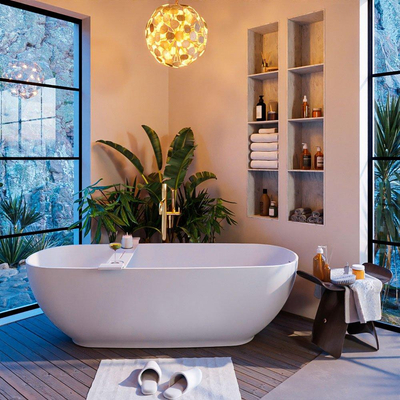 Mondiaz ALAN-DLUX Ensemble de meuble - 70cm - meuble Talc mat - 1 tiroir - Lavabo Cloud Opalo suspendu - vasque Centre - 1 trou de robinet