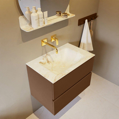 Mondiaz VICA-DLUX Badkamermeubelset - 70cm - rust - 2 lades - Inbouw wastafel CLOUD - midden - zonder kraangat - kleur Frappe - XL versie 60cm hoog