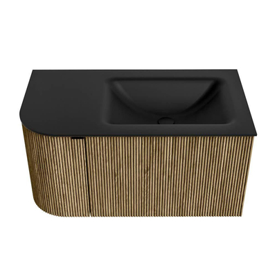 Mondiaz KURVE Ensemble de meuble de salle de bains - 85x46x40cm - 1 tiroir - 1 porte - lavabo solid surface - à droite - 1 trou de robinet - Dusk