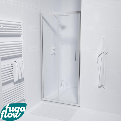FugaFlow Efficiente Vetro porte coulissante - 90x190cm - verre de sécurité 6mm - profilé alu - anti-calcaire - chrome