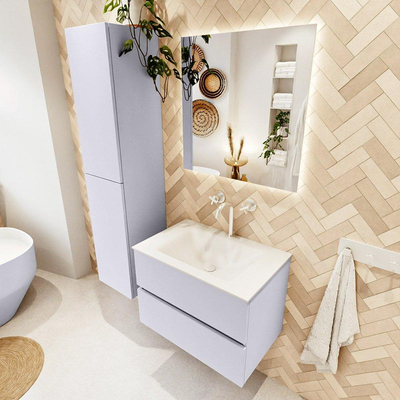 Mondiaz VICA Ensemble de meuble de salle de bain - 70cm - meuble sous-vasque cale - 2 tiroirs - lavabo cloud milieu - 1 trou de robinet - version haute 60cm - talc